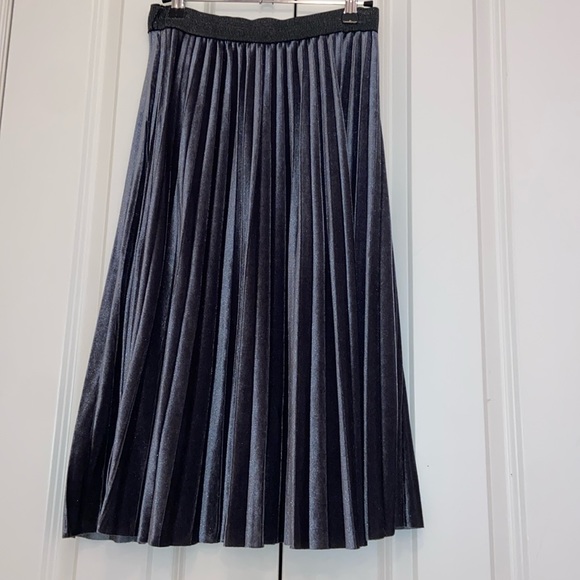 NWOT Gray Velour pleated skirt - Picture 2 of 4